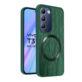 Vaku ® Vivo T3 5G Diamond Plume Pattern Magnetic Magsafe Matte Soft-Touch Texture Back Cover