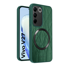 Vaku ® Vivo V27 5G Diamond Plume Pattern Magnetic Magsafe Matte Soft-Touch Texture Back Cover