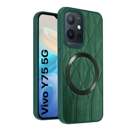 Vaku ® Vivo Y75 5G Diamond Plume Pattern Magnetic Magsafe Matte Soft-Touch Texture Back Cover