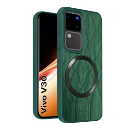 Vaku ® Vivo V30 5G Diamond Plume Pattern Magnetic Magsafe Matte Soft-Touch Texture Back Cover