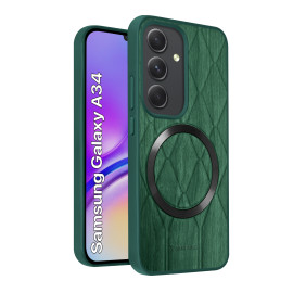 Vaku ® Samsung Galaxy A34 5G Diamond Plume Pattern Magnetic Magsafe Matte Soft-Touch Texture Back Cover