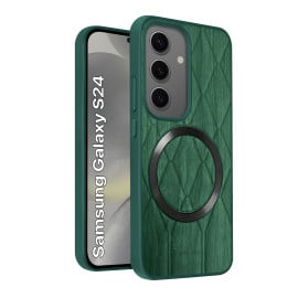 Vaku ® Samsung Galaxy S24 Diamond Plume Pattern Magnetic Magsafe Matte Soft-Touch Texture Back Cover