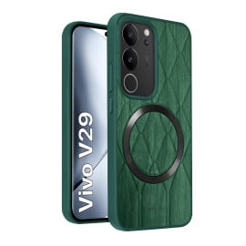Vaku ® Vivo V29 5G Diamond Plume Pattern Magnetic Magsafe Matte Soft-Touch Texture Back Cover