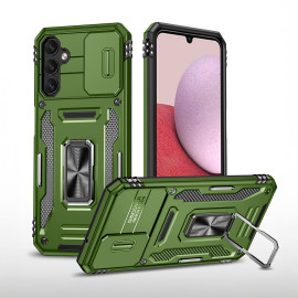 Vaku ® Samsung Galaxy A34 5G Aegis Armor Slide Camera Protection Magnetic Ring Holder Kickstand Back Cover