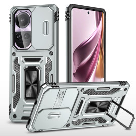 Vaku ® Oppo Reno10 5G Aegis Armor Slide Camera Protection Magnetic Ring Holder Kickstand Back Cover