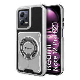 Vaku Luxos ® Xiaomi Redmi Note 12 Pro Axion Armor Military Grade Protective Case with Magnetic Ring Holder Kickstand Back Cover