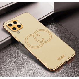 Vaku ® Samsung Galaxy M33 Skylar Leather Pattern Gold Electroplated Soft TPU Back Cover