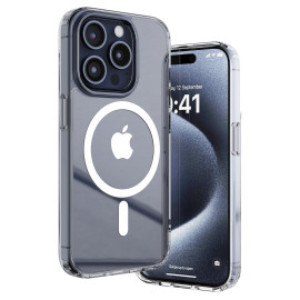 eller santé ® Apple iPhone 15 Pro Glassy MagPro Clear TPU Shockproof Scratch Resistant Military-Grade Certified Mag-Safe Protection Back Cover