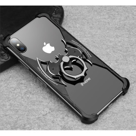 VAKU ® Apple iPhone X / XS Batman Black Aluminum Metal Back cover with 360 rotating Ring Holder