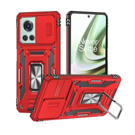 Vaku ® OnePlus 10R ArmorShield Slide Camera Protection Military Grade Magnetic Ring Holder Kickstand Back Cover