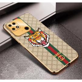 Vaku ® Xiaomi Redmi 10 4G Lynx Leather Stitched Gold Electroplated Soft TPU Back Cover Case