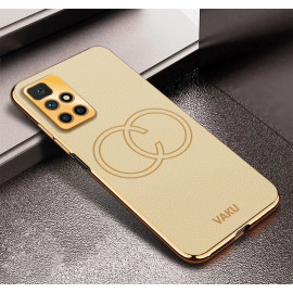 Vaku ® Xiaomi Redmi 10 Prime Skylar Leather Pattern Gold Electroplated Soft TPU Back Cover