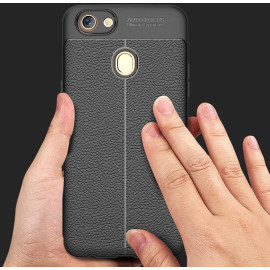 Vaku ® Oppo F7 Kowloon Leather Stitched Edition Top Quality Soft Silicone 4 Frames + Ultra-Thin Back Cover
