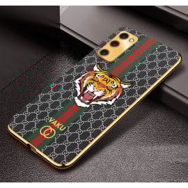 Vaku ® Samsung Galaxy S20 FE Lynx Designer Leather Pattern Gold Electroplated Soft TPU Back Cover Case
