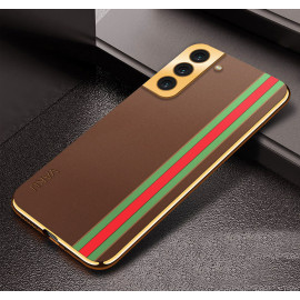 Vaku ® Samsung Galaxy S22 Plus Felix Line Leather Stitched Gold Electroplated Soft TPU Back Cover Case