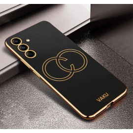 Vaku ® Samsung Galaxy S23 FE Skylar Leather Pattern Gold Electroplated Soft TPU Back Cover