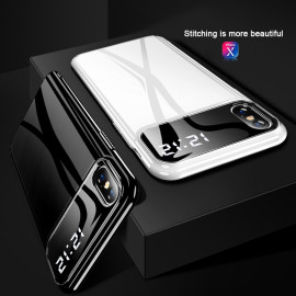 Vaku ® Apple iPhone X / XS LED Touch inbuilt Digital Clock Polarized Glass Glossy Edition Back Cover