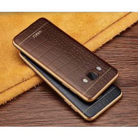 VAKU ® Samsung Galaxy J5 (2016) European Leather Stitched Gold Electroplated Soft TPU Back Cover