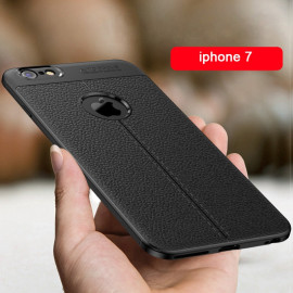 Vaku ® iPhone 7 Kowloon Leather Stitched Edition Top Quality Soft Silicone 4 Frames + Ultra-Thin Back Cover