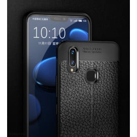 Vaku ® Vivo Y85 Kowloon Double-Stitch Edition Silicone Leather Texture Finish Ultra-Thin Back Cover