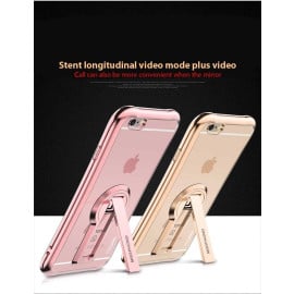 MeePhone ® For Apple iPhone 6 / 6S Metal Electroplated Bumper with FullView Transparent Finish + inbuilt Kickstand Back Cover
