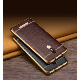 VAKU ® XIAOMI Redmi Note 3 Leather Stitched  Gold Electroplated Soft TPU Back Cover