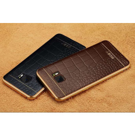 VAKU ® Samsung S6 EDGE Plus European Leather Stitched Gold Electroplated Soft TPU Back Cover