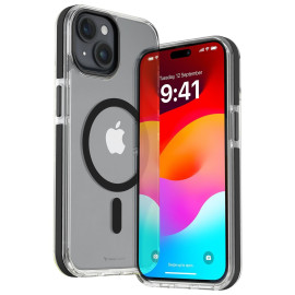 Vaku Luxos ® Apple iPhone 15 / 15 Plus / 15 Pro / 15 Pro Max Vortex Magpro Gel Cushion Slim Fit Shockproof Certified Mag-Safe Crystal Clear Camera Metal Ring Back Cover