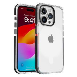 Vaku Luxos ® Apple iPhone 15 / 15 Plus / 15 Pro / 15 Pro Max Vortex Gel Cushion Slim Fit Shockproof Crystal Clear Camera Metal Ring Back Cover