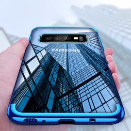 Vaku ® Samsung Galaxy S10 Plus CAUSEWAY Series Electroplated Shine Bumper Finish Full-View Display + Ultra-thin Transparent Back Cover