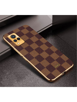 Vaku ® Vivo V21 5G Cheron Leather Electroplated Soft TPU Back Cover