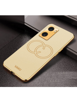 Vaku ® Oppo A57 4G Skylar Leather Pattern Gold Electroplated Soft TPU Back Cover