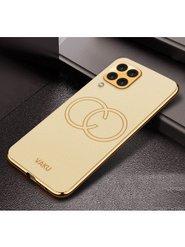 Vaku ® Samsung Galaxy M53 Skylar Leather Pattern Gold Electroplated Soft TPU Back Cover