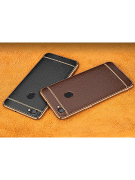 Vaku ® Oppo F5 Youth Leather Stitched Gold Electroplated Soft TPU Back Cover