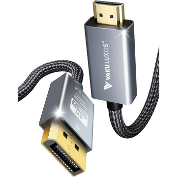 Vaku Luxos ® HOLOLINK DisplayPort to HDMI Cable 2M | Stunning 4K@60Hz | Tough Nylon Braided