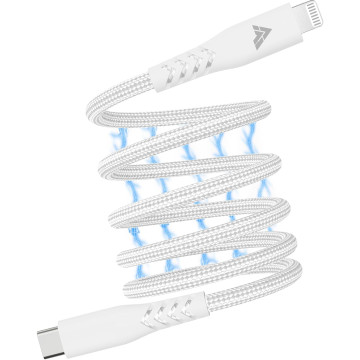 Vaku Luxos® SNAPPY Magnetic Auto-Fold Original iPhone Charger Cable Type C to Lightning Connector Fast Charging (mfi-certified), Nylon Braided for iPhone 14/ iPhone 13/ iPhone 12/ iPhone 11 & ios