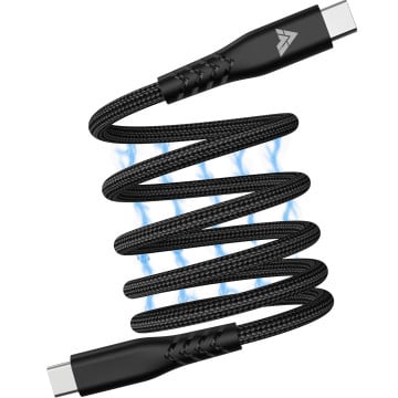 Vaku Luxos® Snappy Magnetic Auto-Fold Original iPhone Charger Cable Type C to Type C Connector Fast Charging (mfi-certified), Nylon Braided for iPhone 16/ iPhone 15 & ios