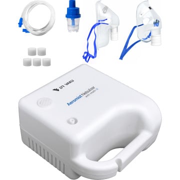 DR VAKU ® Aeromist Nebulizer with intelli-Q Portable Compressor Nebulizer Machine for Breathing Issues Mini Handheld with Mouthpiece Adults & Child Masks Steam Inhaler