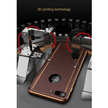 VAKU ® Apple iPhone 8 Plus Vertical Leather Stitched Gold Electroplated Soft TPU Back Cover