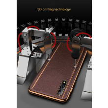 Vaku ®  Vivo S1 Vertical Leather Stitched Gold Electroplated Soft TPU Back Cover