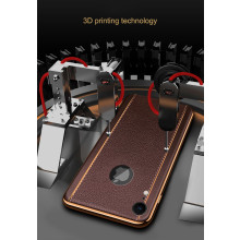 VAKU ® Apple iPhone XR Vertical Leather Stitched Gold Electroplated Soft TPU Back Cover