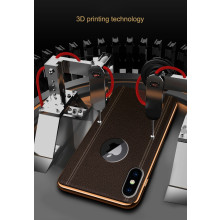 VAKU ® For Apple iPhone X / XS Classic Leather Gold Electroplated Soft TPU Back Cover