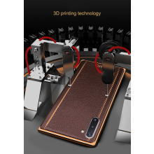 Vaku ® Samsung Galaxy Note 10 Vertical Leather Stitched Gold Electroplated Soft TPU Back Cover