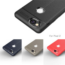 Vaku ® Google Pixel 2 Kowloon Double-Stitch Edition Silicone Leather Texture Finish Ultra-Thin Back Cover