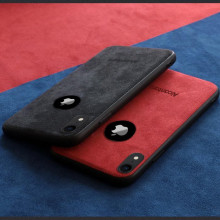 VAKU ® For Apple iPhone XR Alcantara Super Suede Logo Cut Leather Cover