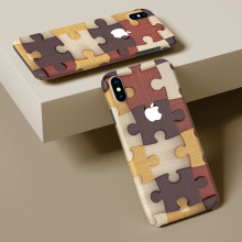 Vaku ® Apple iPhone X / XS 3D Wooden Puzzle Designer Print Back Cover