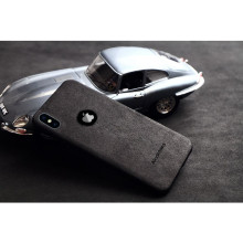 VAKU ® For Apple iPhone XS Max Alcantara Super Suede Logo Cut Leather Cover