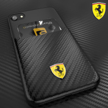 Ferrari ® Apple iPhone 8 SP America series Carbon fibre finish - inbuilt Credit card holder back cover