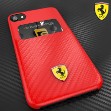 Ferrari ® Apple iPhone 6 / 6s SP America series Carbon fiber finish - inbuilt Credit card holder back cover