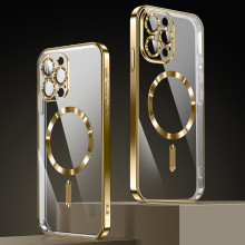 Vaku ® Apple iPhone 15 Pro Max Luxury Electroplated Magnetic Magsafe Camera Protection TPU Back Cover Case
